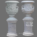 New Products hand carved natural marble flower pot